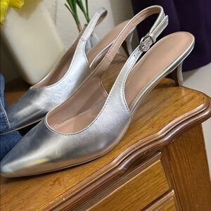 Silver Slingback Women's Shoes